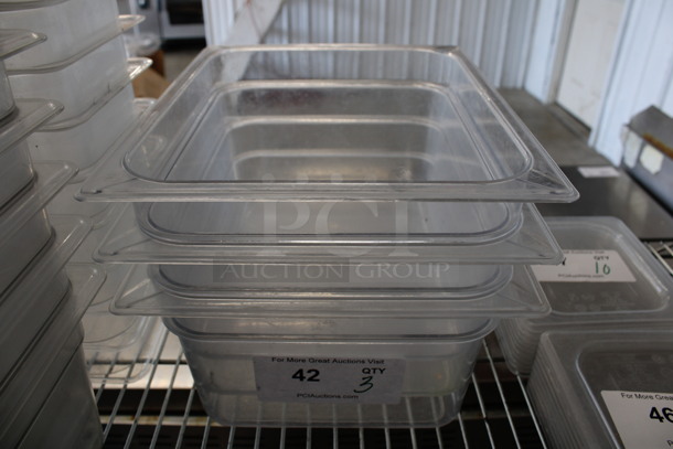 3 Carlisle Clear Poly 1/2 Size Drop In Bins. 1/2x6. 3 Times Your Bid! - Image 1 of 4