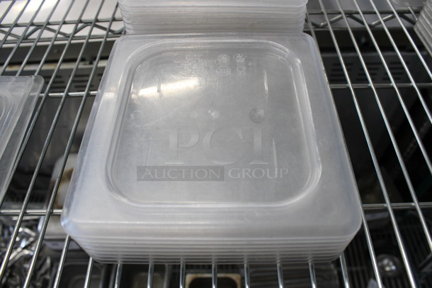 9 Cambro Clear Poly 1/6 Size Drop In Bin Lids. 9 Times Your Bid!