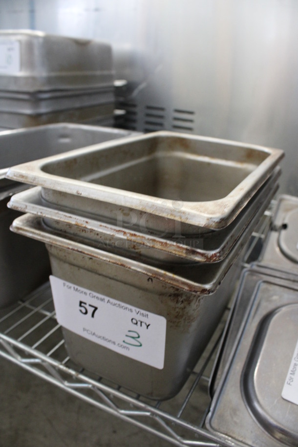 3 Stainless Steel 1/4 Size Drop In Bins. 1/4x6. 3 Times Your Bid! - Image 2 of 3