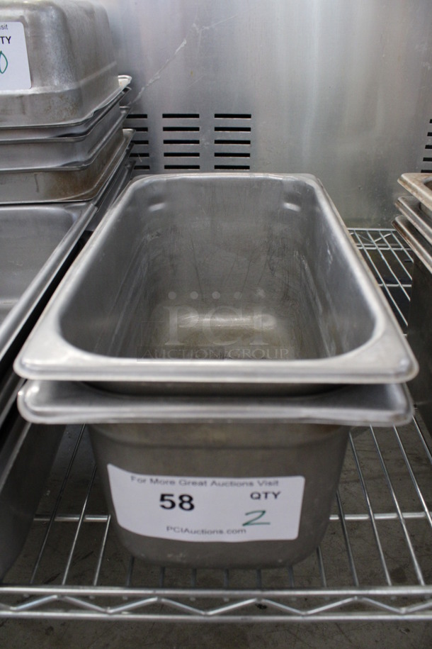 2 Stainless Steel 1/3 Size Drop In Bins. 1/3x6. 2 Times Your Bid!