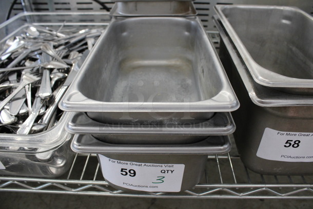 3 Stainless Steel 1/3 Size Drop In Bins. 1/3x4. 3 Times Your Bid!
