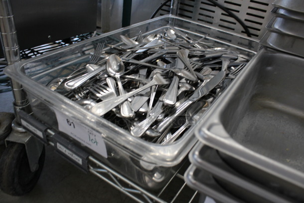 ALL ONE MONEY! Lot of Various Silverware Including Forks, Spoons and Knives in Clear Poly Full Size Drop In Bin! 1/1x4 - Image 3 of 5