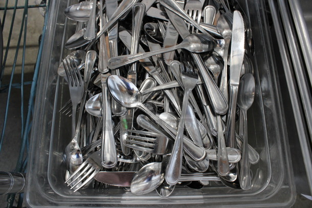ALL ONE MONEY! Lot of Various Silverware Including Forks, Spoons and Knives in Clear Poly Full Size Drop In Bin! 1/1x4 - Image 4 of 5