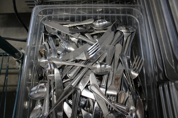 ALL ONE MONEY! Lot of Various Silverware Including Forks, Spoons and Knives in Clear Poly Full Size Drop In Bin! 1/1x4 - Image 5 of 5