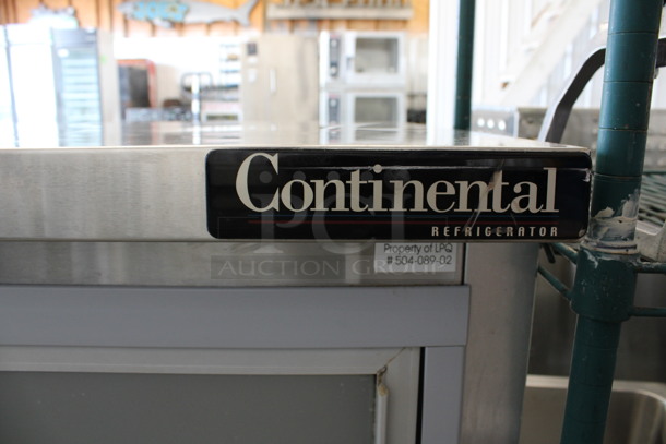Continental Model SW48-SGD Stainless Steel Commercial 2 Door Undercounter Cooler w/ Sliding Doors on Commercial Casters. 115 Volts, 1 Phase. 48x30x34. Tested and Working! - Image 4 of 7