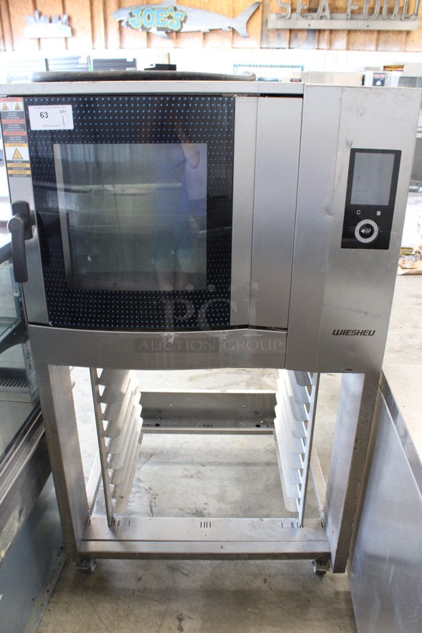MARVELOUS! Wieshu Model X3002-A-ACBCDZZZ Stainless Steel Commercial Floor Style Electric Powered Oven w/ Lower Pan Rack on Commercial Casters. 208 Volts, 3 Phase. 37x35x62 - Image 1 of 9