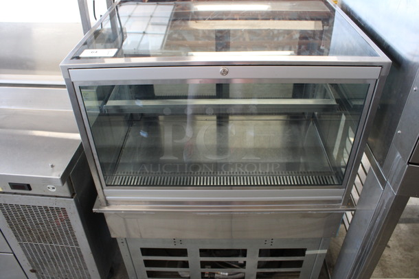 Stainless Steel Commercial Floor Style Deli Display Case Merchandiser w/ 2 Sliding Doors. 36x27x47. Tested and Powers On But Does Not Get Cold