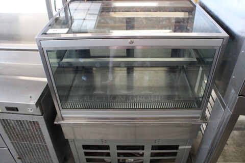 Stainless Steel Commercial Floor Style Deli Display Case Merchandiser w/ 2 Sliding Doors. 36x27x47. Tested and Powers On But Does Not Get Cold