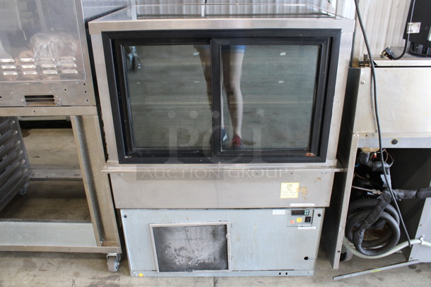 Stainless Steel Commercial Floor Style Deli Display Case Merchandiser w/ 2 Sliding Doors. 36x27x47. Tested and Powers On But Does Not Get Cold - Image 6 of 8