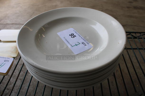 7 White Ceramic Plates. 10.5x10.5x2. 7 Times Your Bid!