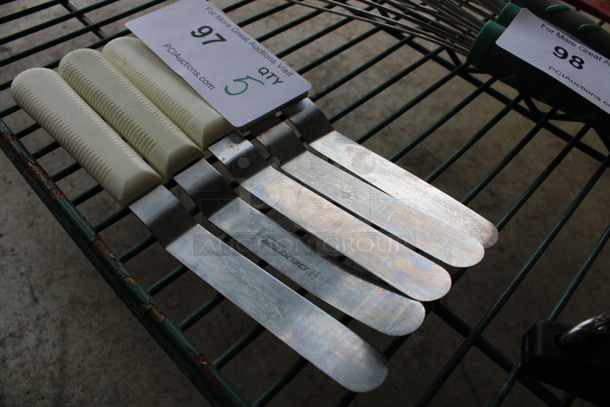 5 Stainless Steel Lifters w/ White Handle. 9". 5 Times Your Bid! - Image 2 of 3