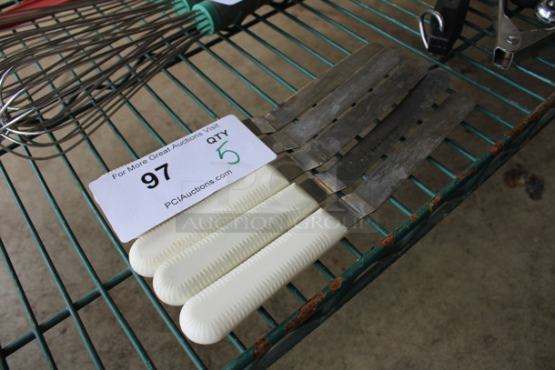 5 Stainless Steel Lifters w/ White Handle. 9". 5 Times Your Bid! - Image 3 of 3