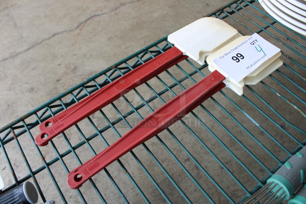 4 Rubbermaid Red and White Poly Scrapers. 14". 4 Times Your Bid! - Image 2 of 3