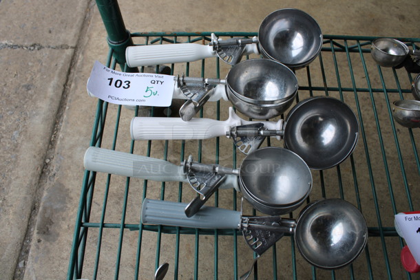 5 Various Metal Scoopers. Includes 9