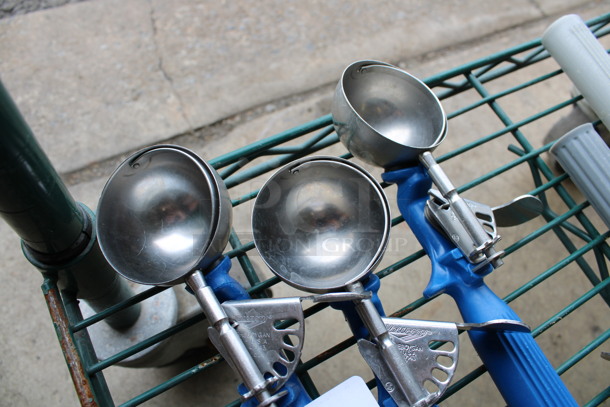 3 Metal Scoopers w/ Blue Handles. Includes 9.5". 3 Times Your Bid! - Image 2 of 3