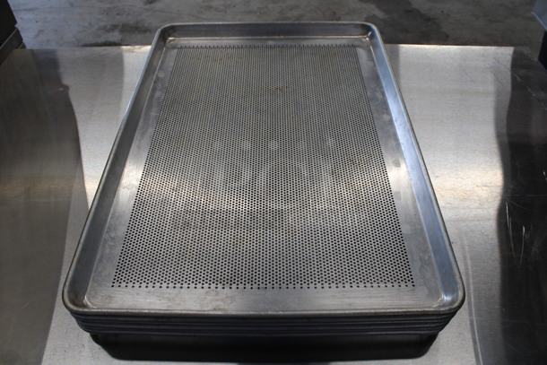 6 Metal Full Size Perforated Baking Pans. 18x26x1. 6 Times Your Bid!