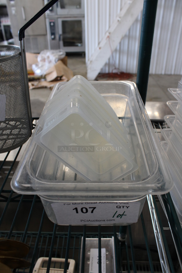 ALL ONE MONEY! Lot of 4 Clear Poly Bins In Clear Poly 1/3 Size Drop In Bin! 1/3x4 - Image 1 of 2