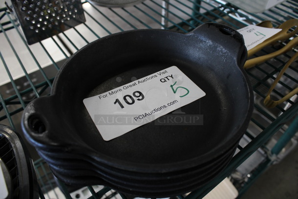 5 Black Metal Dishes w/ Handles. 8x6.5x1. 5 Times Your Bid! - Image 2 of 3
