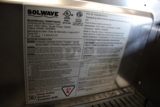 Solwave Model 180MW1000SS Stainless Steel Commercial Countertop Microwave Oven. 120 Volts, 1 Phase. 20x14x12 - Image 4 of 5