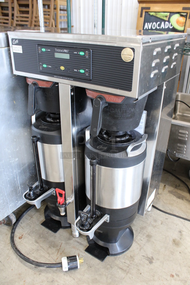Curtis Model TP2T10A3159 Stainless Steel Commercial Countertop Dual Coffee Machine w/ Hot Water Dispenser, 2 Stainless Steel Servers and 2 Poly Brew Baskets. 220 Volts, 1 Phase. 20x18x35.5 - Image 2 of 8