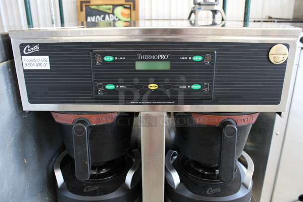 Curtis Model TP2T10A3159 Stainless Steel Commercial Countertop Dual Coffee Machine w/ Hot Water Dispenser, 2 Stainless Steel Servers and 2 Poly Brew Baskets. 220 Volts, 1 Phase. 20x18x35.5 - Image 3 of 8