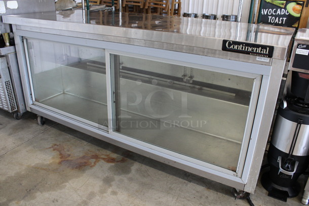 Continental Model SW72-SGD Stainless Steel Commercial 2 Door Undercounter Cooler on Commercial Casters. 115 Volts, 1 Phase. 72x30x35.5. Tested and Working! - Image 2 of 6