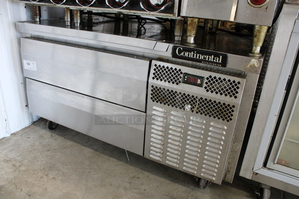 Continental Stainless Steel Commercial 2 Drawer Chef Base on Commercial Casters. 48x34x27. Tested and Working! - Image 2 of 4