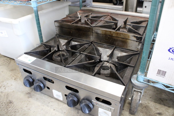 WOW! Vulcan Model VHP424U-1 Stainless Steel Commercial Countertop Natural Gas Powered 2 Tier 4 Burner Range. 120,000 BTU. 24x31x13 - Image 5 of 7