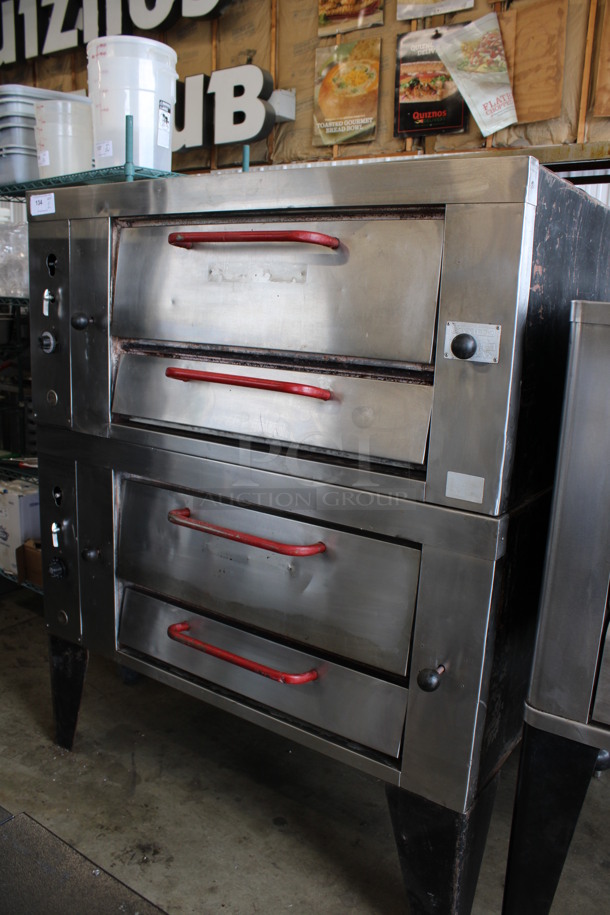 2 AWESOME! Attias Stainless Steel Commercial Natural Gas Powered Single Deck Pizza Ovens on Metal Legs. 55x42x67.5. 2 Times Your Bid! - Image 2 of 9