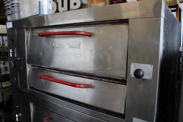 2 AWESOME! Attias Stainless Steel Commercial Natural Gas Powered Single Deck Pizza Ovens on Metal Legs. 55x42x67.5. 2 Times Your Bid! - Image 7 of 9