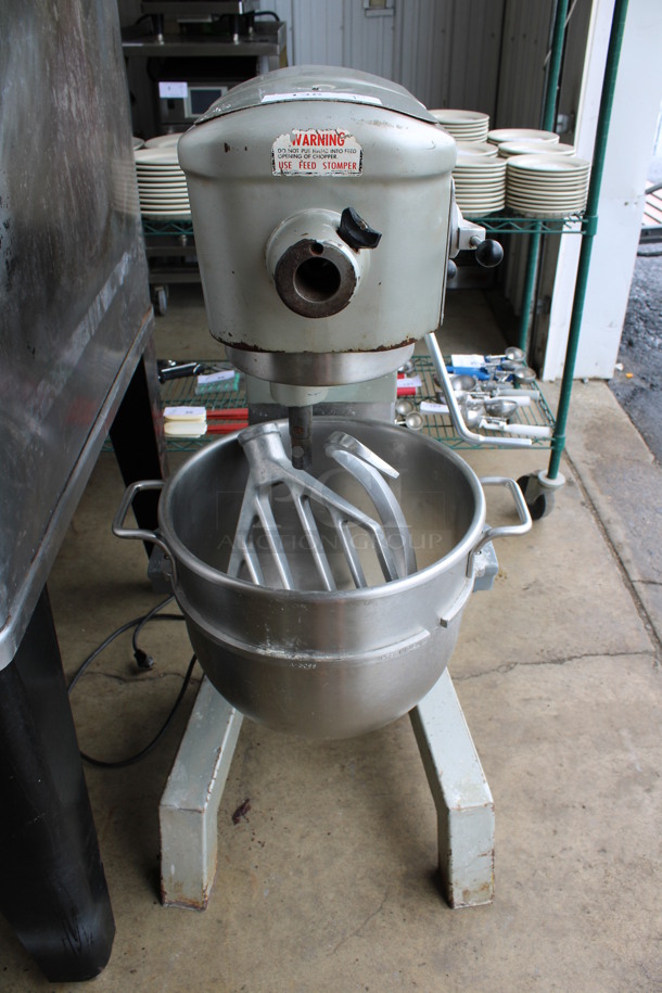 AWESOME! Hobart Model D 300 Metal Commercial Floor Style 30 Quart Planetary Mixer w/ Stainless Steel Mixing Bowl, Paddle and Dough Hook Attachments. 115 Volts, 1 Phase. 21x26x46. Tested and Working! - Image 7 of 8