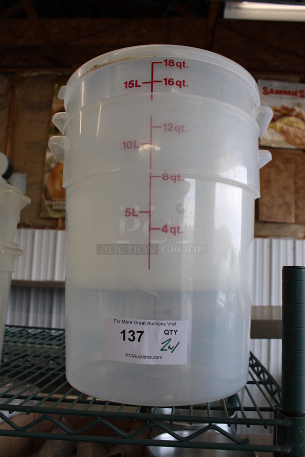 2 Clear 18 Quart Containers w/ 1 Lid. 14x12.5x13. 2 Times Your Bid!