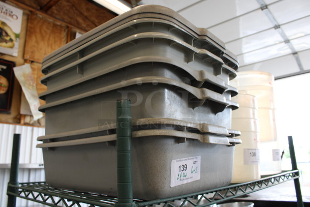 6 Various Gray Poly Bus Bins w/ 2 Lids. 16x21x5, 16x21x7. 6 Times Your Bid! - Image 2 of 3