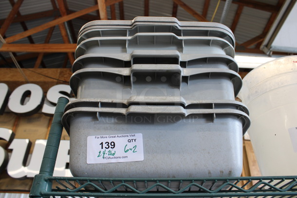6 Various Gray Poly Bus Bins w/ 2 Lids. 16x21x5, 16x21x7. 6 Times Your Bid! - Image 3 of 3