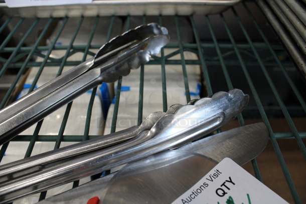 4 Various Metal Utensils; 2 Tongs, Knife and Pizza Pie Cutter. Includes 12". 4 Times Your Bid! - Image 3 of 4