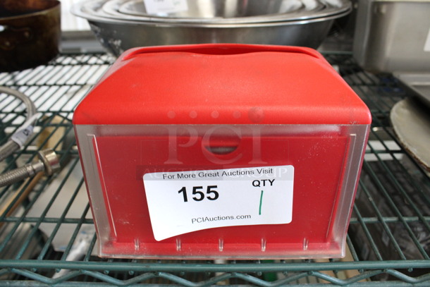 Tork Xpress Clear and Red Poly Napkin Dispenser. 8x6x6 - Image 1 of 3