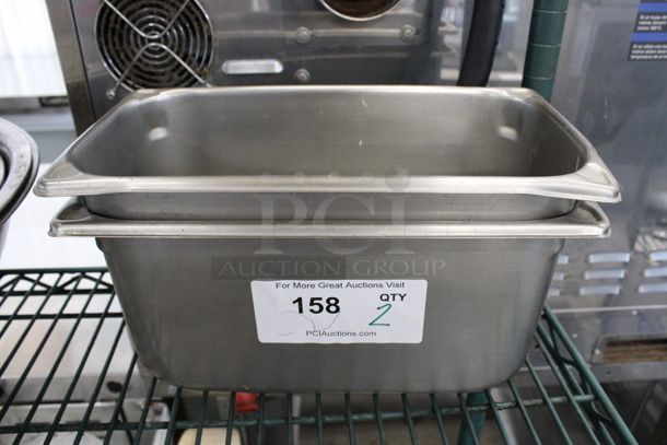 2 Stainless Steel 1/3 Size Drop In Bins. 1/3x6. 2 Times Your Bid!