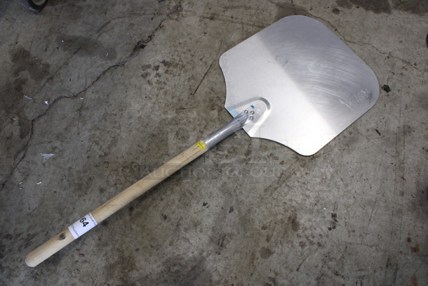 Metal Pizza Peel w/ Wooden Handle. 14x37.5x1