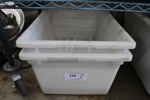 2 White Poly Bins. 18x26x12. 2 Times Your Bid!