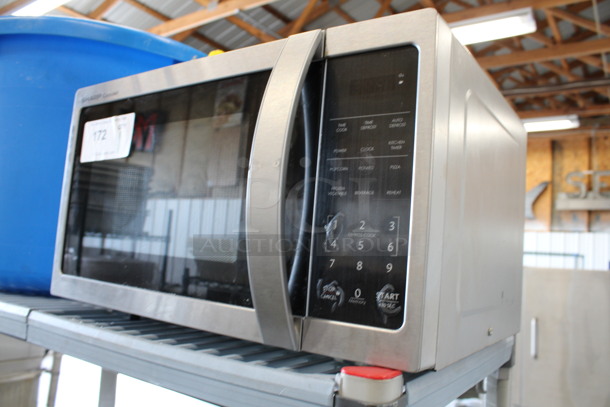 Sharp Carousel Chrome Finish Countertop Microwave Oven w/ Plate. 19x14x11 - Image 2 of 4