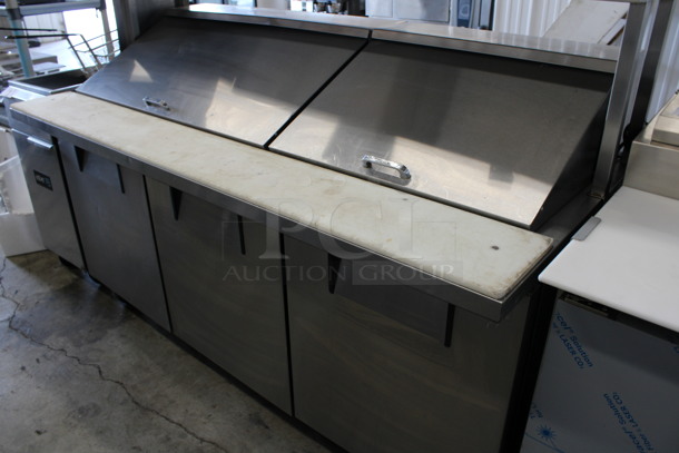 SWEET! 2016 True Model TSSU-72-30M-B-ST Stainless Steel Commercial Sandwich Salad Prep Table Bain Marie Mega Top w/ Cutting Board and Double Over Shelf on Commercial Casters. 115 Volts, 1 Phase. 72x35x69. Tested and Working! - Image 9 of 12