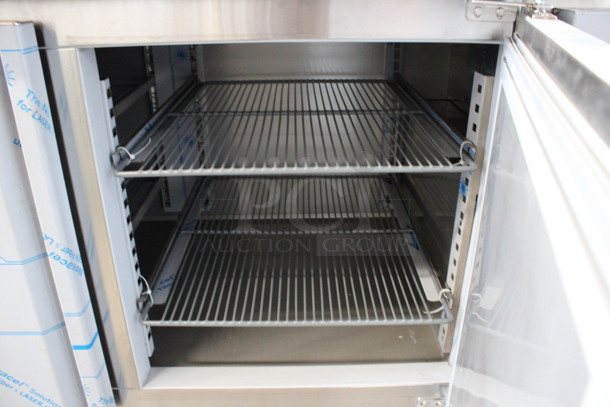 WOW! 2020 Asber Model APTP67 Stainless Steel Commercial Pizza Prep Table w/ Oversized Cutting Board on Commercial Casters. 115 Volts, 1 Phase. 68x35x45. Tested and Working! - Image 8 of 8