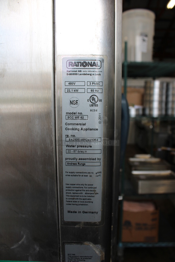 2 GORGEOUS! 2011 Rational 5Senses Stainless Steel Commercial Combitherm Self Cooking Center Convection Ovens on Commercial Casters. Top Model: SCC WE 62. Bottom Model: SCC WE 102. 480 Volts, 3 Phase. 42x38x73. 2 Times Your Bid! - Image 6 of 7