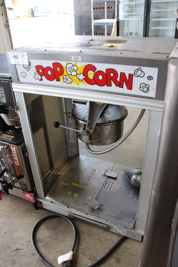 Gold Medal Model 2001ST Stainless Steel Commercial Countertop Popcorn Machine Merchandiser. 120 Volts, 1 Phase. 27x20x40. Cannot Test Due To Plug Style