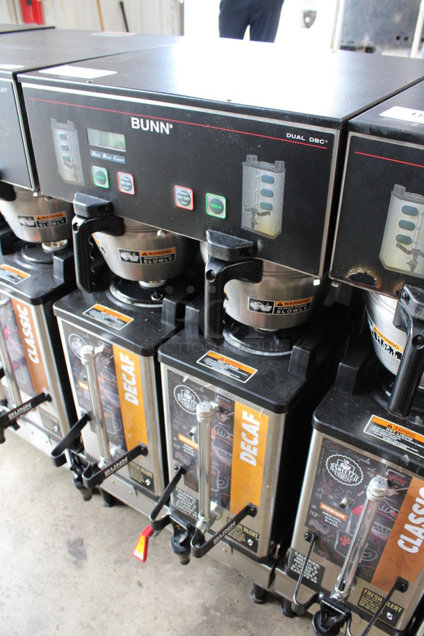 2015 Bunn Model DUAL SH DBC Stainless Steel Commercial Countertop Dual Coffee Machine w/ Hot Water Dispenser, 2 Bunn Model SH SERVER Satellite Servers and 2 Metal Brew Baskets. 120/208-240 Volts, 1 Phase. 18x24x36. Tested and Working! - Image 2 of 6