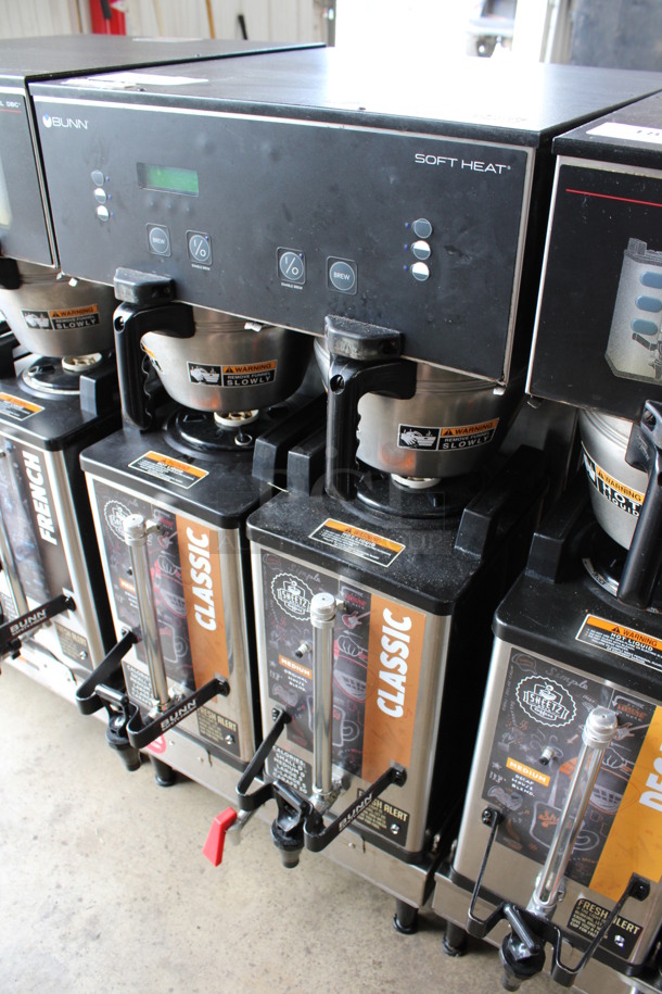 2012 Bunn Model DUAL SH DBC Stainless Steel Commercial Countertop Dual Coffee Machine w/ Hot Water Dispenser, 2 Bunn Model SH SERVER Satellite Servers and 2 Metal Brew Baskets. 120/208-240 Volts, 1 Phase. 18x24x36. Tested and Working! - Image 2 of 5
