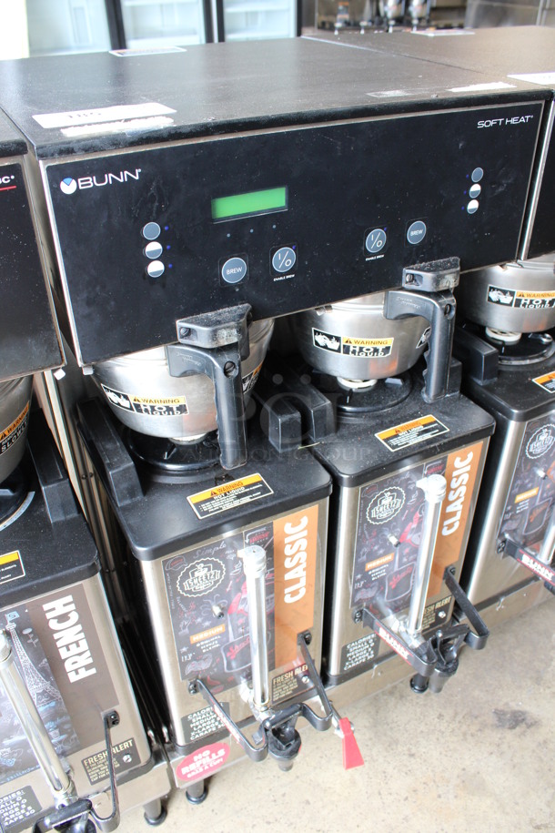 2012 Bunn Model DUAL SH DBC Stainless Steel Commercial Countertop Dual Coffee Machine w/ Hot Water Dispenser, 2 Bunn Model SH SERVER Satellite Servers and 2 Metal Brew Baskets. 120/208-240 Volts, 1 Phase. 18x24x36. Tested and Working! - Image 3 of 5