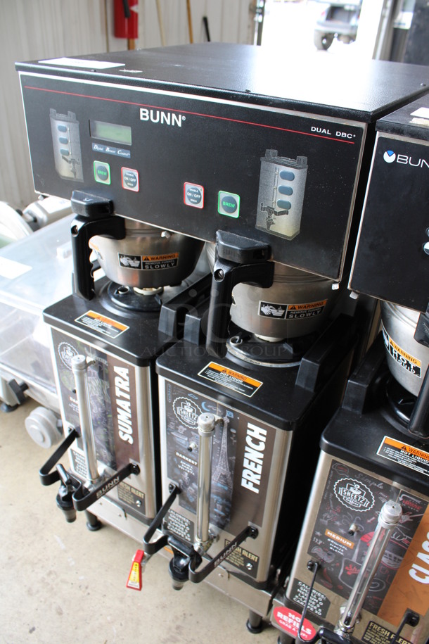 2015 Bunn Model DUAL SH DBC Stainless Steel Commercial Countertop Dual Coffee Machine w/ Hot Water Dispenser, 2 Bunn Model SH SERVER Satellite Servers and 2 Metal Brew Baskets. 120/208-240 Volts, 1 Phase. 18x24x36. Tested and Working! - Image 3 of 5