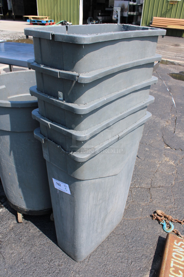 5 Gray Poly Slim Jim Trash Cans. 11x20x30. 5 Times Your Bid! - Image 2 of 3
