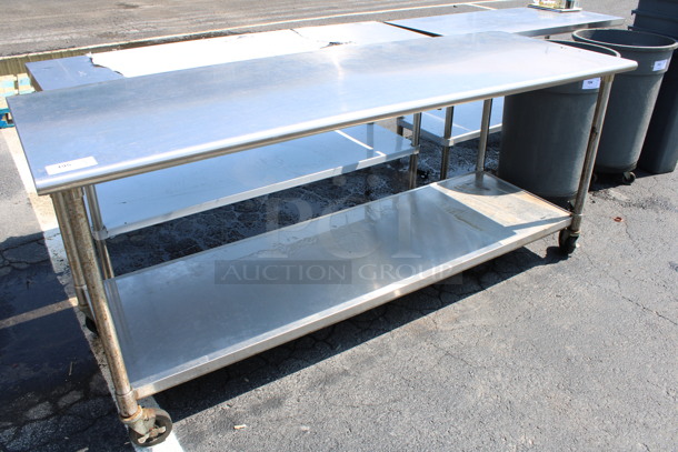 Eagle Stainless Steel Commercial Table w/ Metal Under Shelf on Commercial Casters. 84x30x36